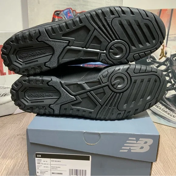 New Balance 550 Triple Black BB550BBB Sizes 10.5 Available Brand New - Picture 7 of 11